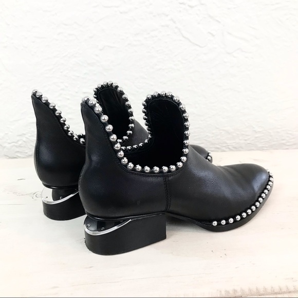 Alexander Wang Leather Kori Cutout Studded Boots Booties 35 5 Black - Picture 11 of 11